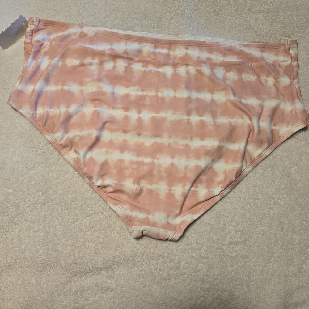 Freshwater Womens New Pink Tie Dye High Waist High Leg Swimsuit Bottoms Size 3X - Picture 2 of 5